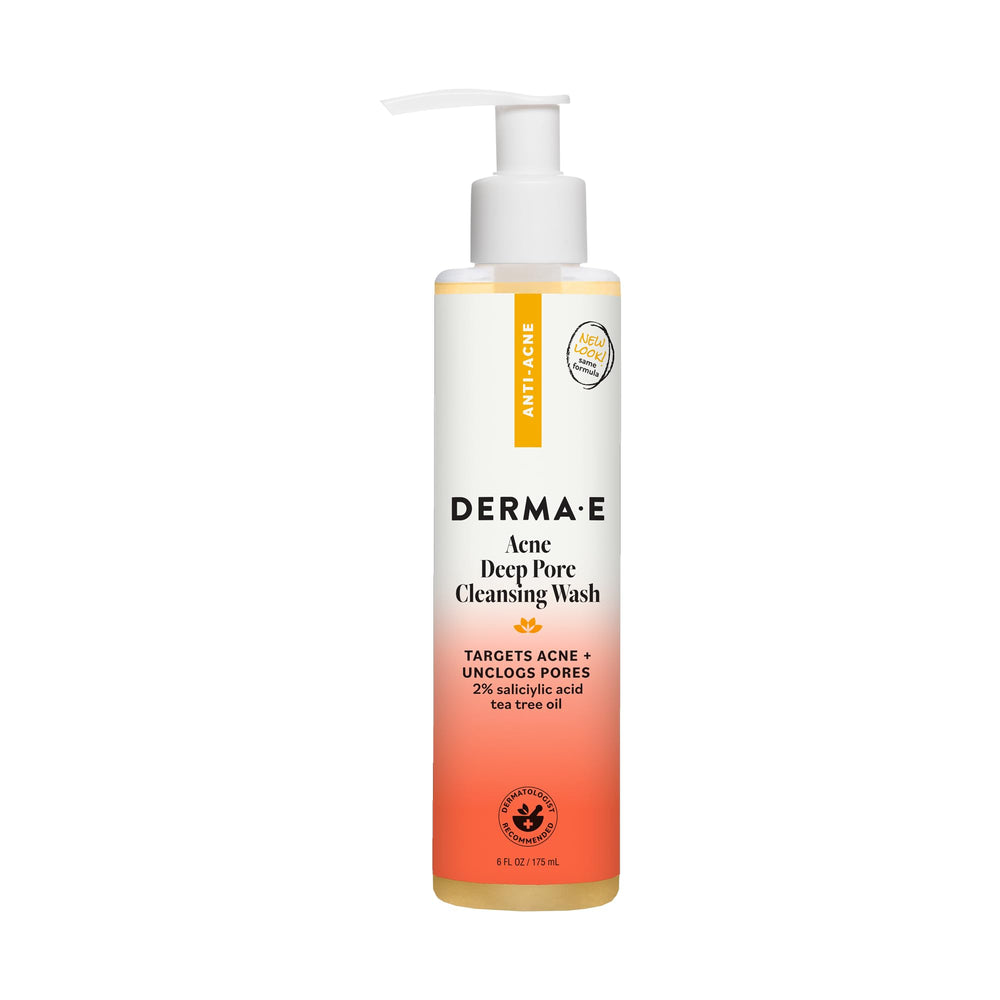 Derma E bottle front packaging showing clear labeling and benefits