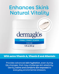 Dermaglós cream texture close-up highlighting smooth consistency and quick absorption