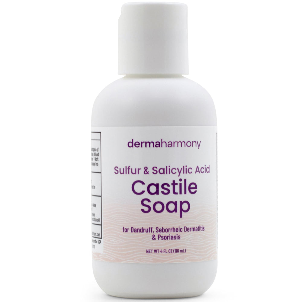 Dermaharmony front packaging 4 fl oz bottle showing clear liquid and label, convenient travel size