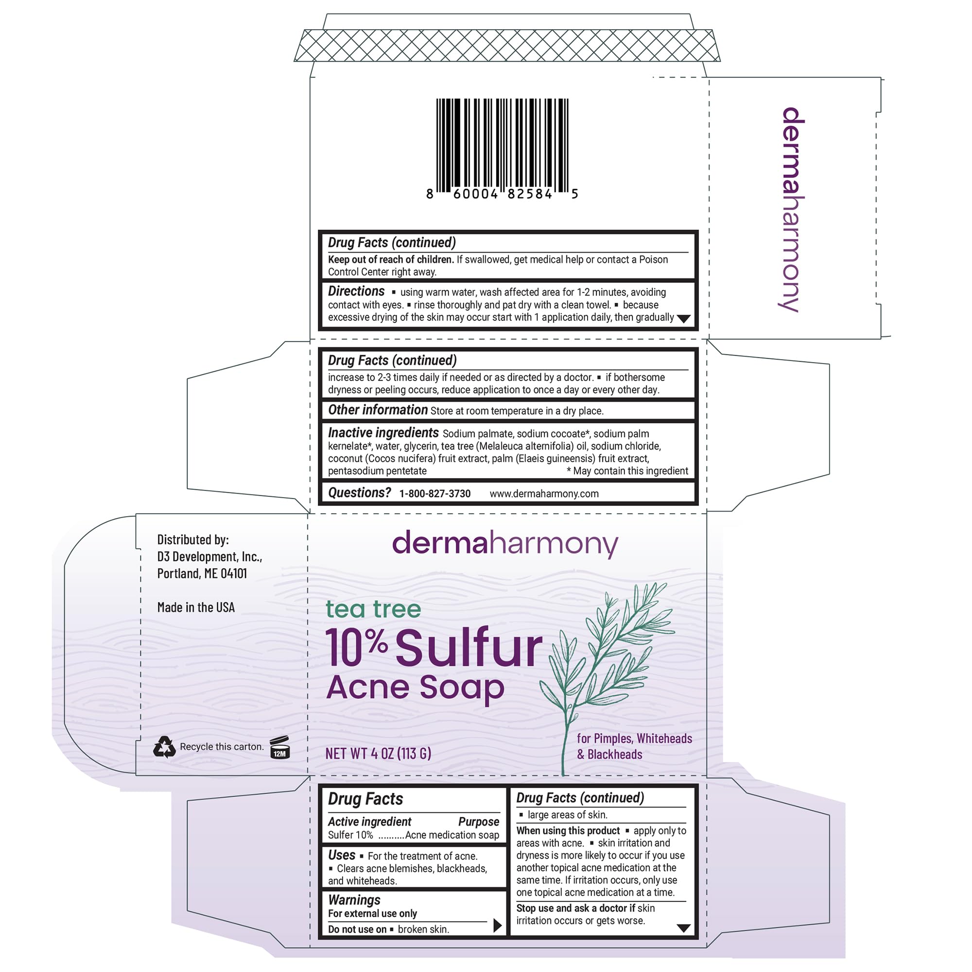 Dermaharmony sulfur bar close-up texture highlights gentle glycerin base