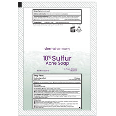 Dermaharmony sulfur bar on a bathroom sink with towel indicating everyday routine