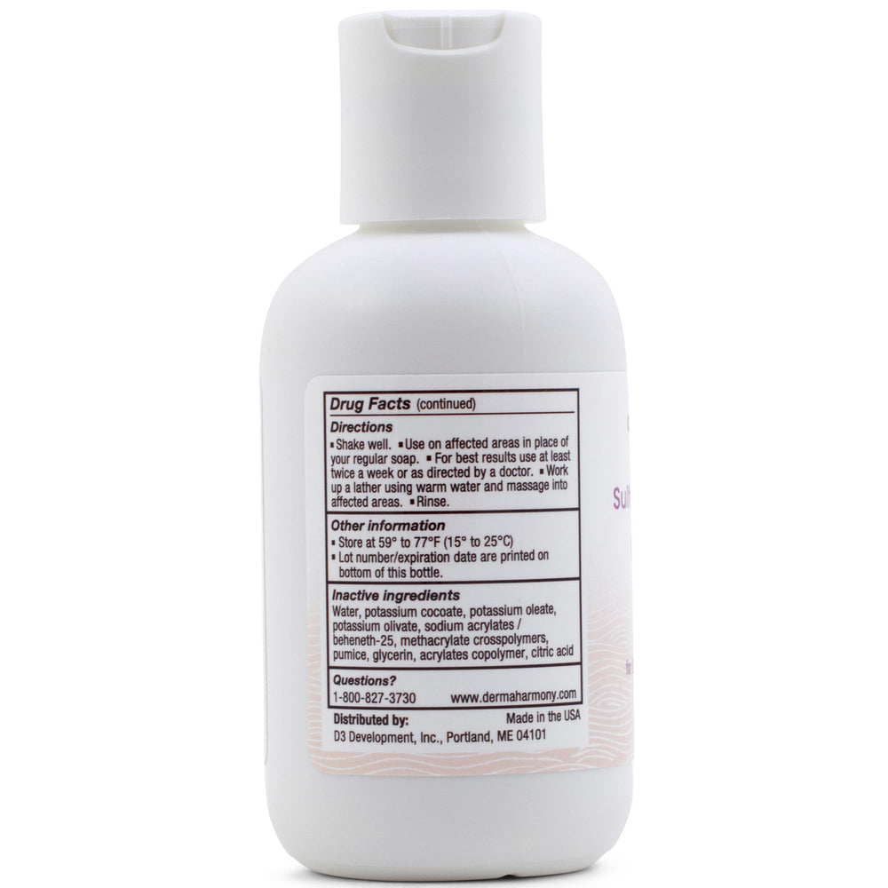 Dermaharmony soap lather texture close-up demonstrating gentle foaming and exfoliating pumice