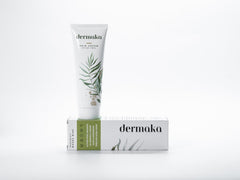 Dermaka jar front view showing label and 4 oz size for convenient moisturizing