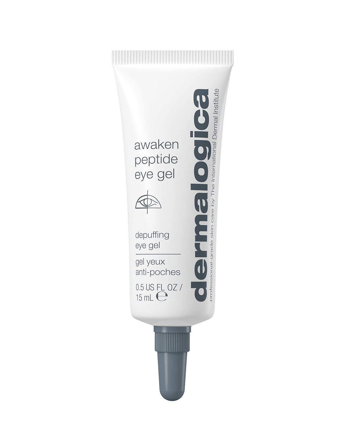 Dermalogica Awaken Peptide Eye Gel front packaging showing product benefits