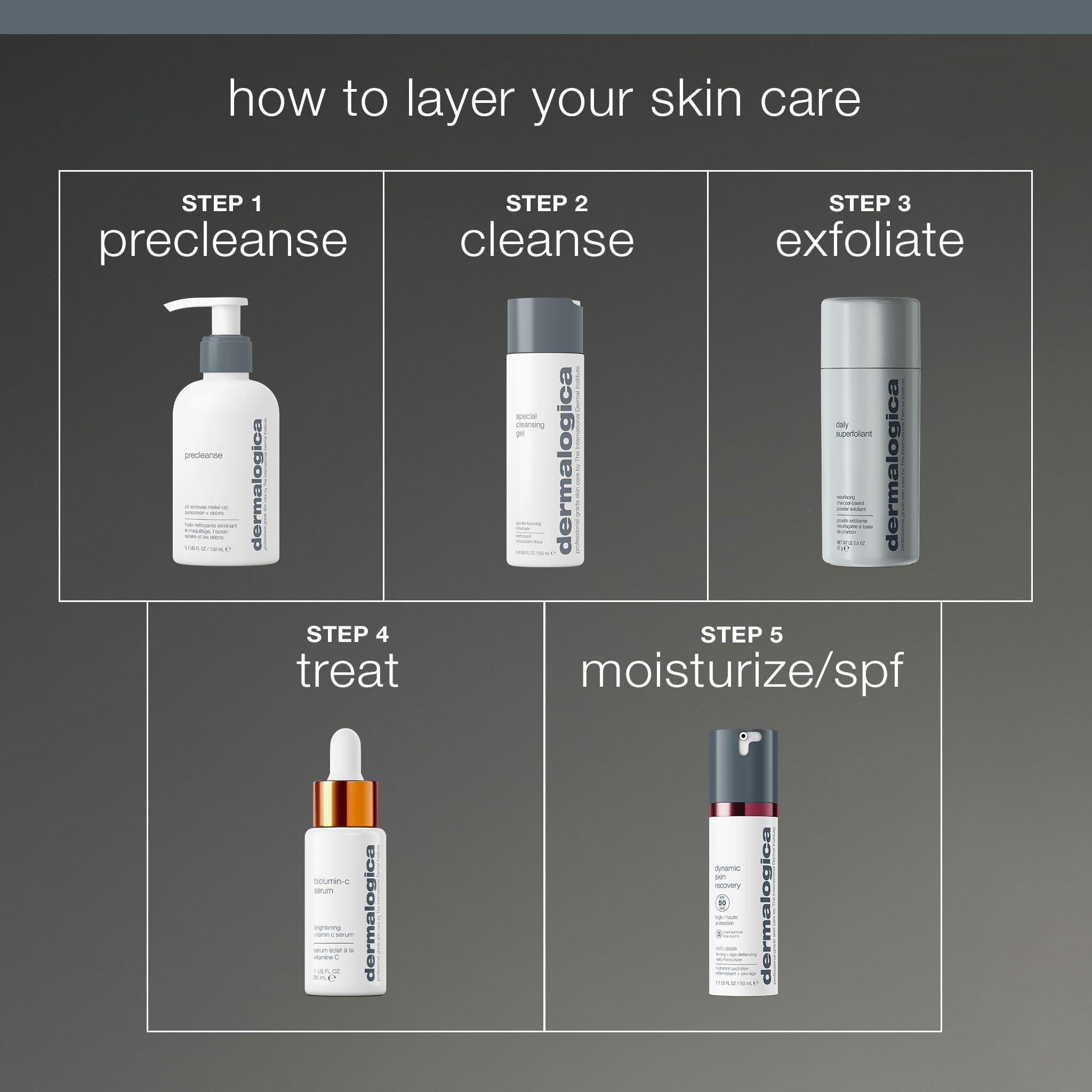 Dermalogica on a bathroom shelf with towel, styled to show daily skincare integration