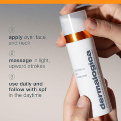 Dermalogica before-and-after skin comparison showing radiant glow