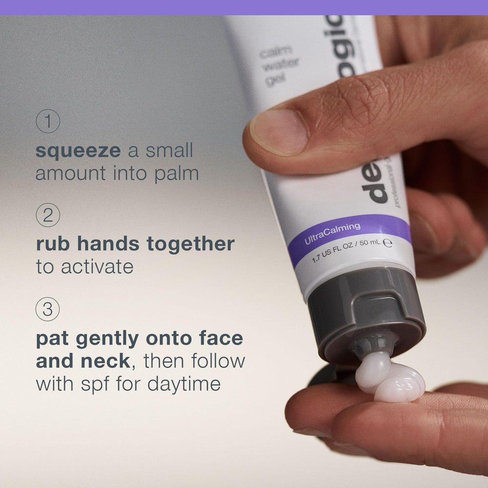 Dermalogica gel dispensed on fingertip ready to spread and absorb
