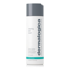 Dermalogica front bottle showing cleanser branding and clear formula benefits