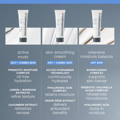 Dermalogica cream on hand showing recommended pea-sized amount and lightweight feel