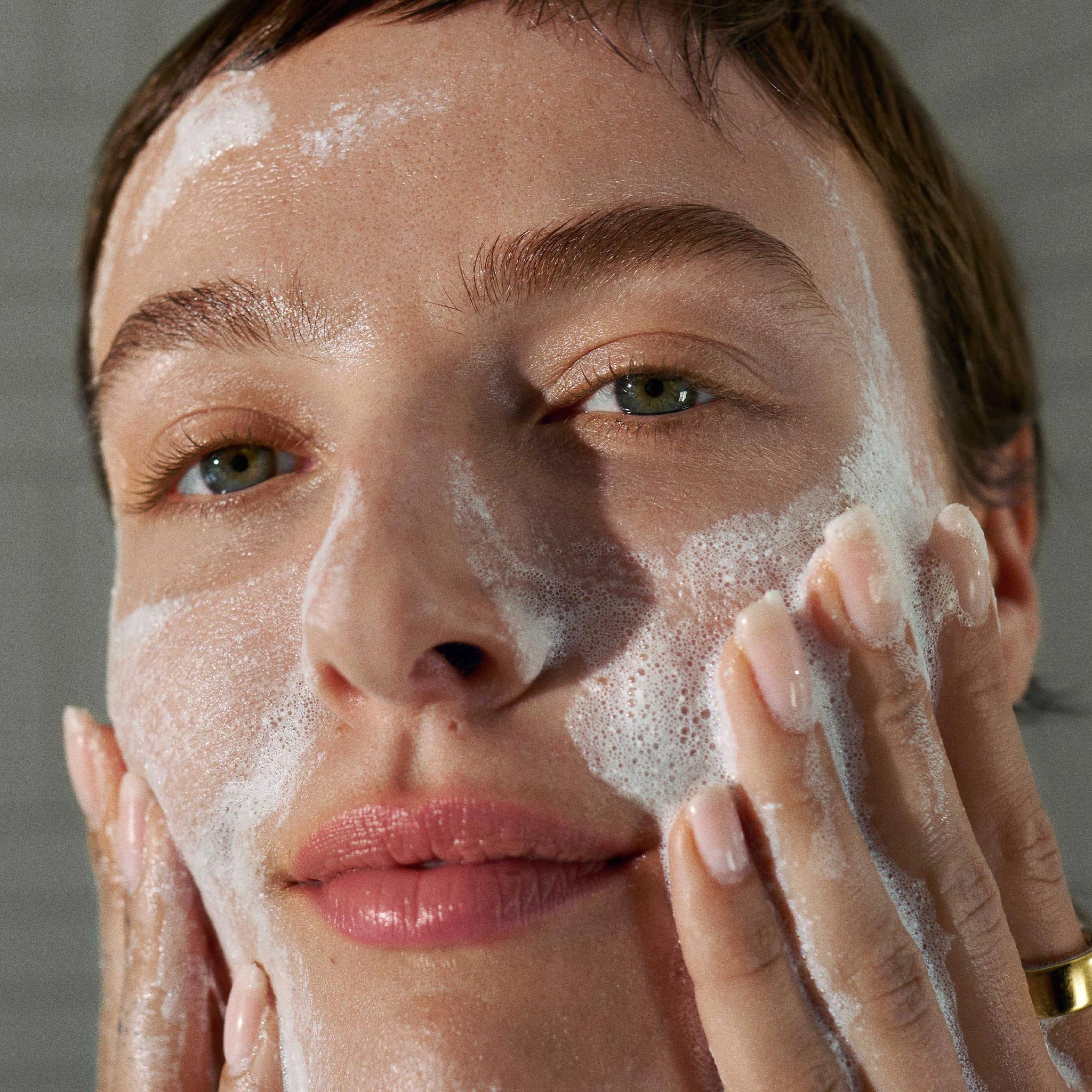 Dermalogica label close-up highlighting key ingredients and gentle action