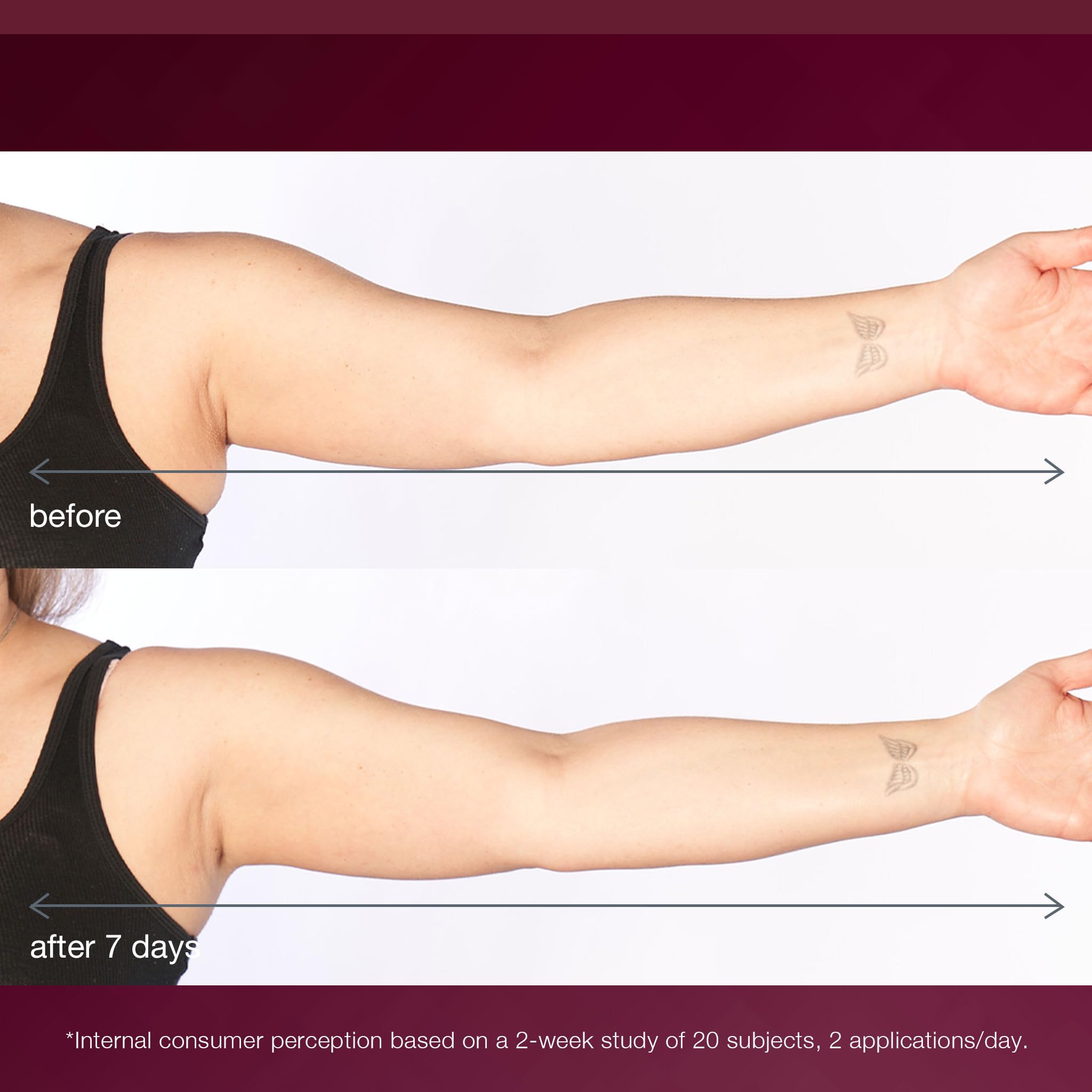 Dermalogica applying serum to thighs to target firmness and hydration