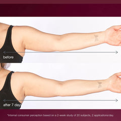 Dermalogica applying serum to thighs to target firmness and hydration