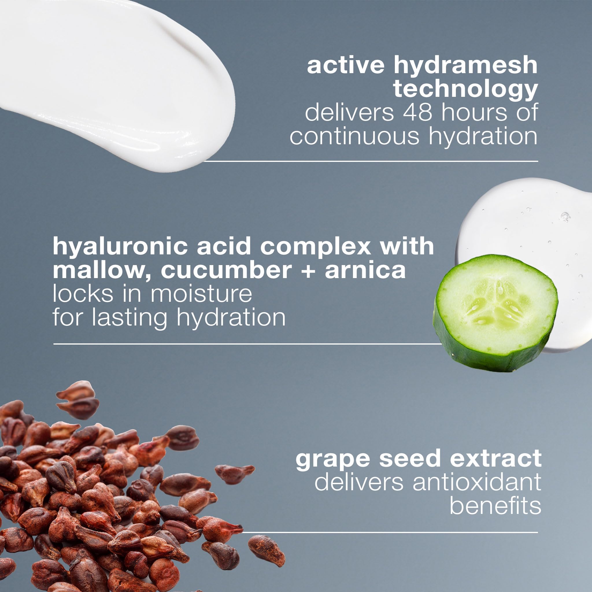 Dermalogica ingredients display with grape seed, vitamin C and E for antioxidant protection