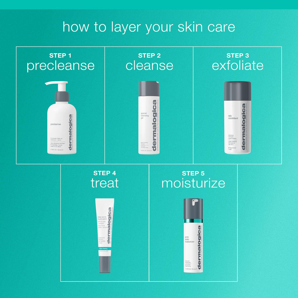 Dermalogica product label close-up showing active ingredients and clear guidance