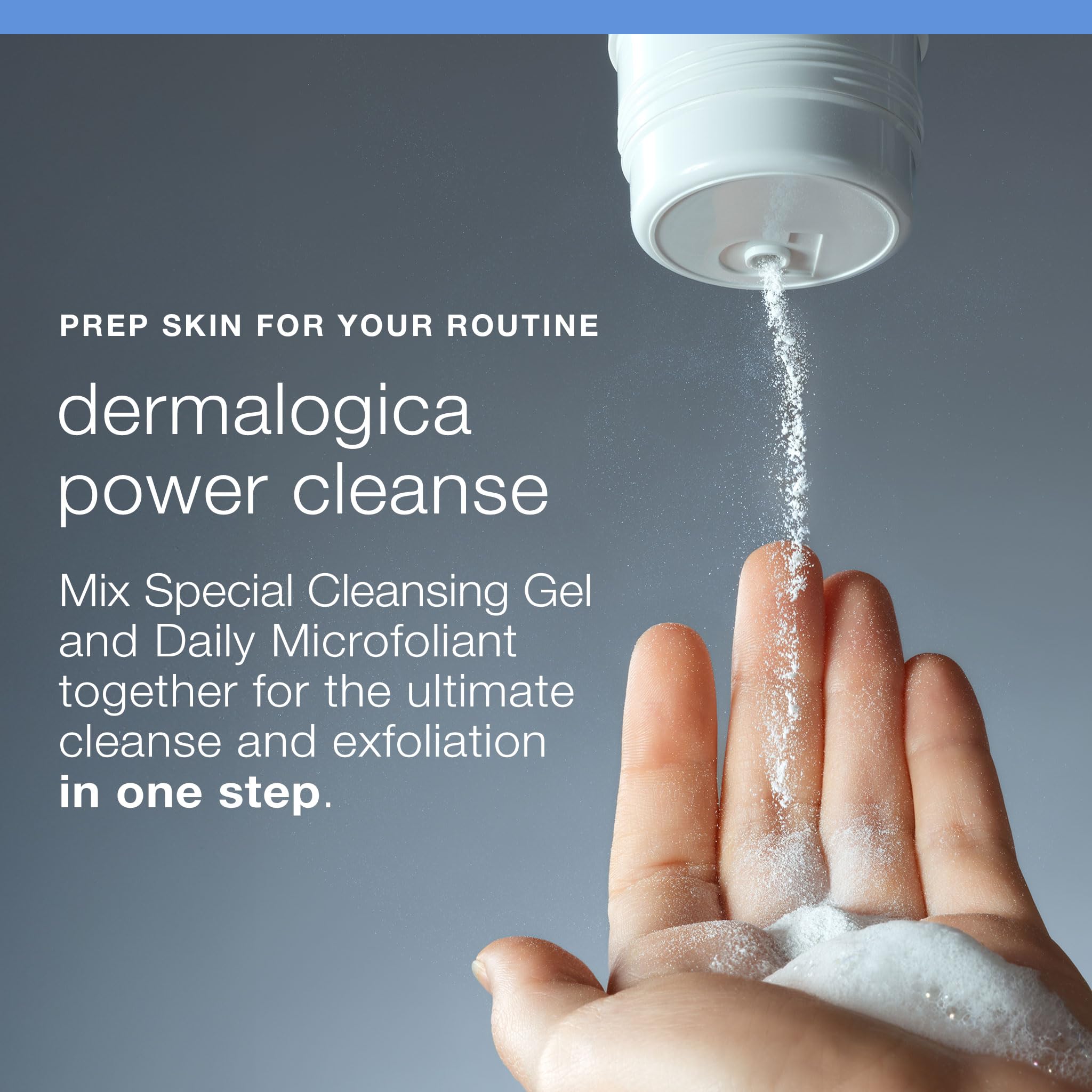 Dermalogica pouch staged at sink showing daily routine convenience