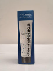 Dermalogica open jar and lid displaying product quantity and travel-ready packaging benefits