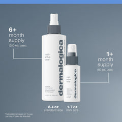 Dermalogica toner on bathroom shelf within skincare routine providing daily refresh benefit