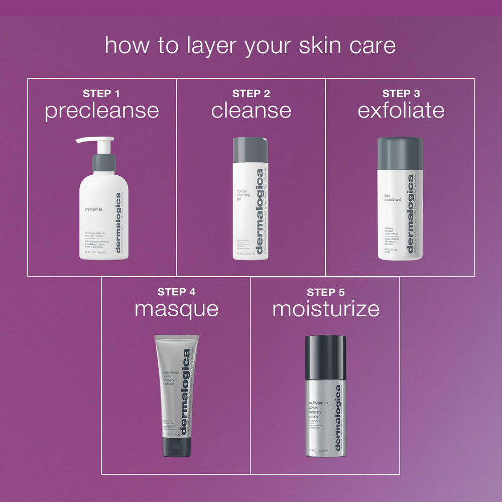 Dermalogica label detail showing active vitamins for transparency benefit