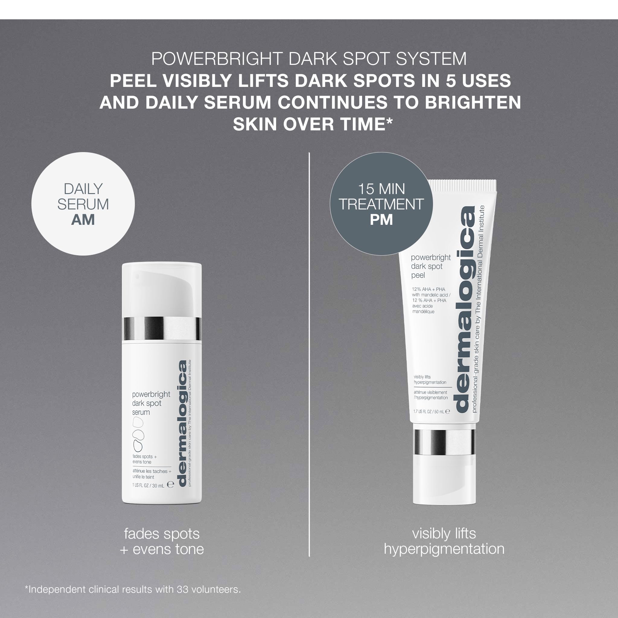 Dermalogica PowerBright bottle on bath counter suggesting daily routine convenience