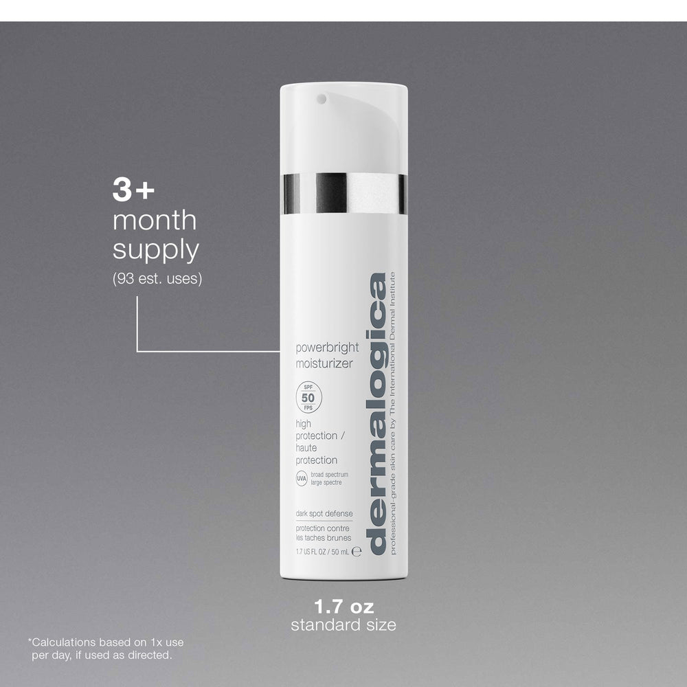 Dermalogica PowerBright in hand demonstrates compact 1.7 fl oz travel size
