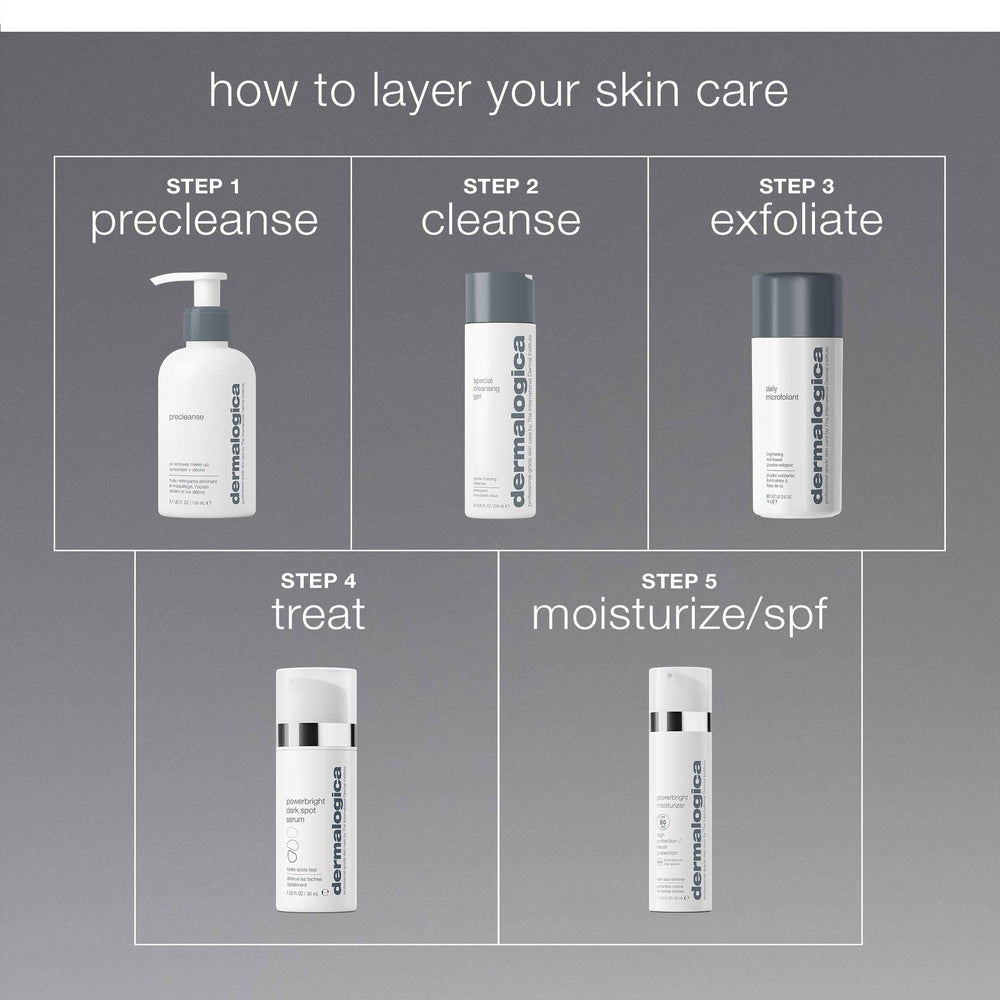 Dermalogica PowerBright label close-up revealing ingredient names and usage guidance