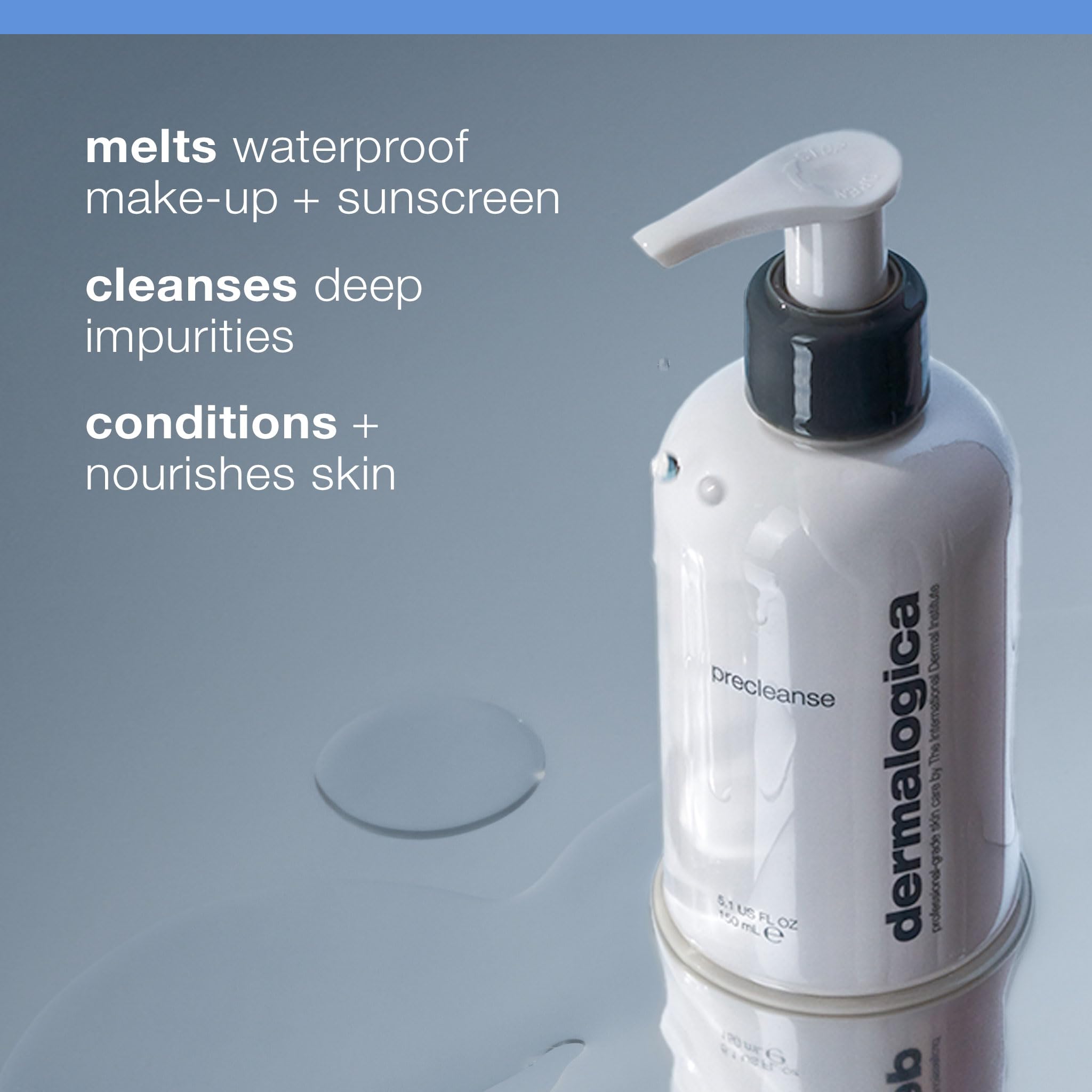 Dermalogica PreCleanse pump dispensing oil highlighting easy controlled application