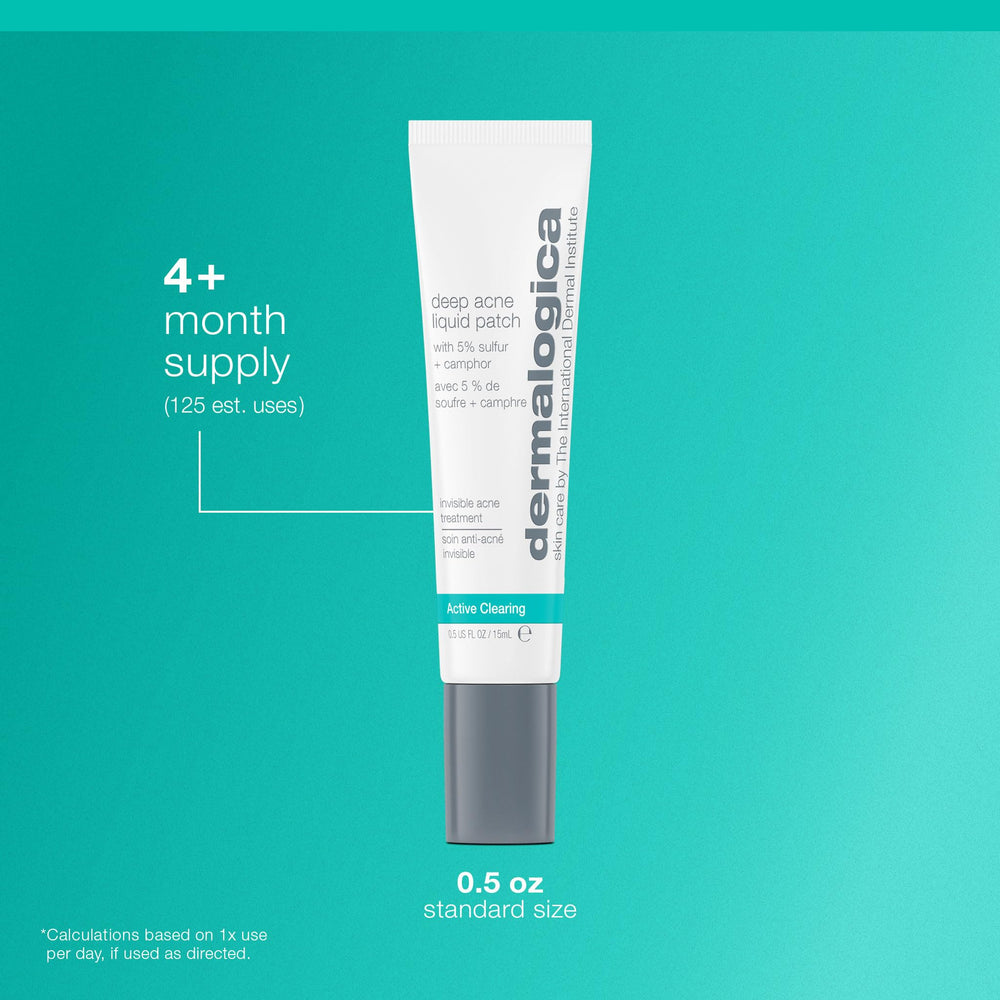 Dermalogica bottle held in hand to show 0.5 fl oz travel-friendly size