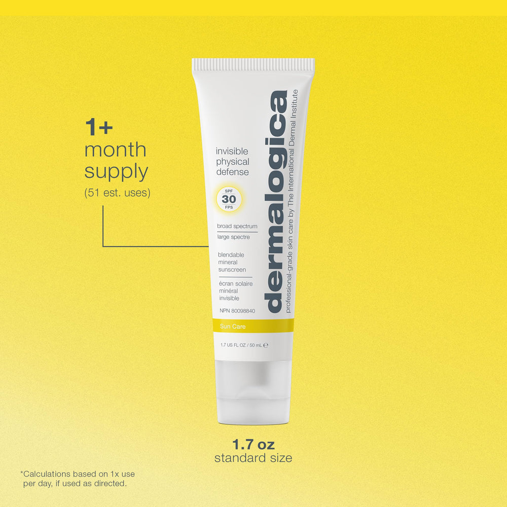Dermalogica 1.7 fl oz tube beside common objects to show compact travel benefit