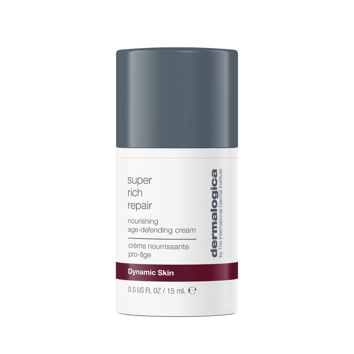 Dermalogica jar front view showing packaging and compact 0.5 fl oz benefit
