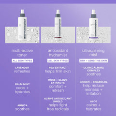 Dermalogica close-up label highlighting UltraCalming Complex and gentle benefit