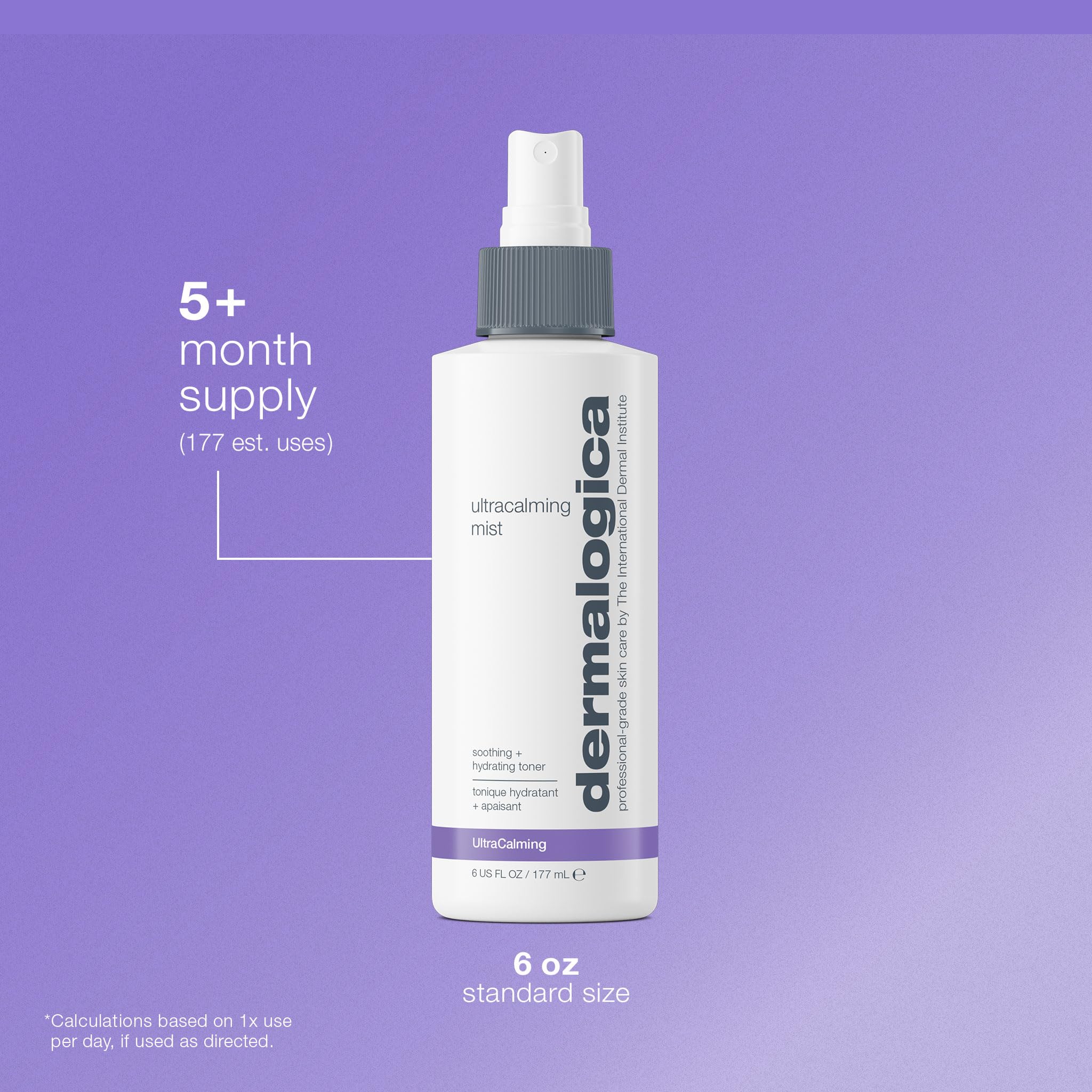 Dermalogica bottle in hand to show 6 fl oz size and portability benefit
