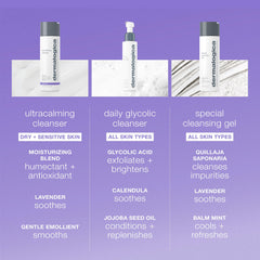Dermalogica gel-cream texture close-up showing silky, non-foaming feel