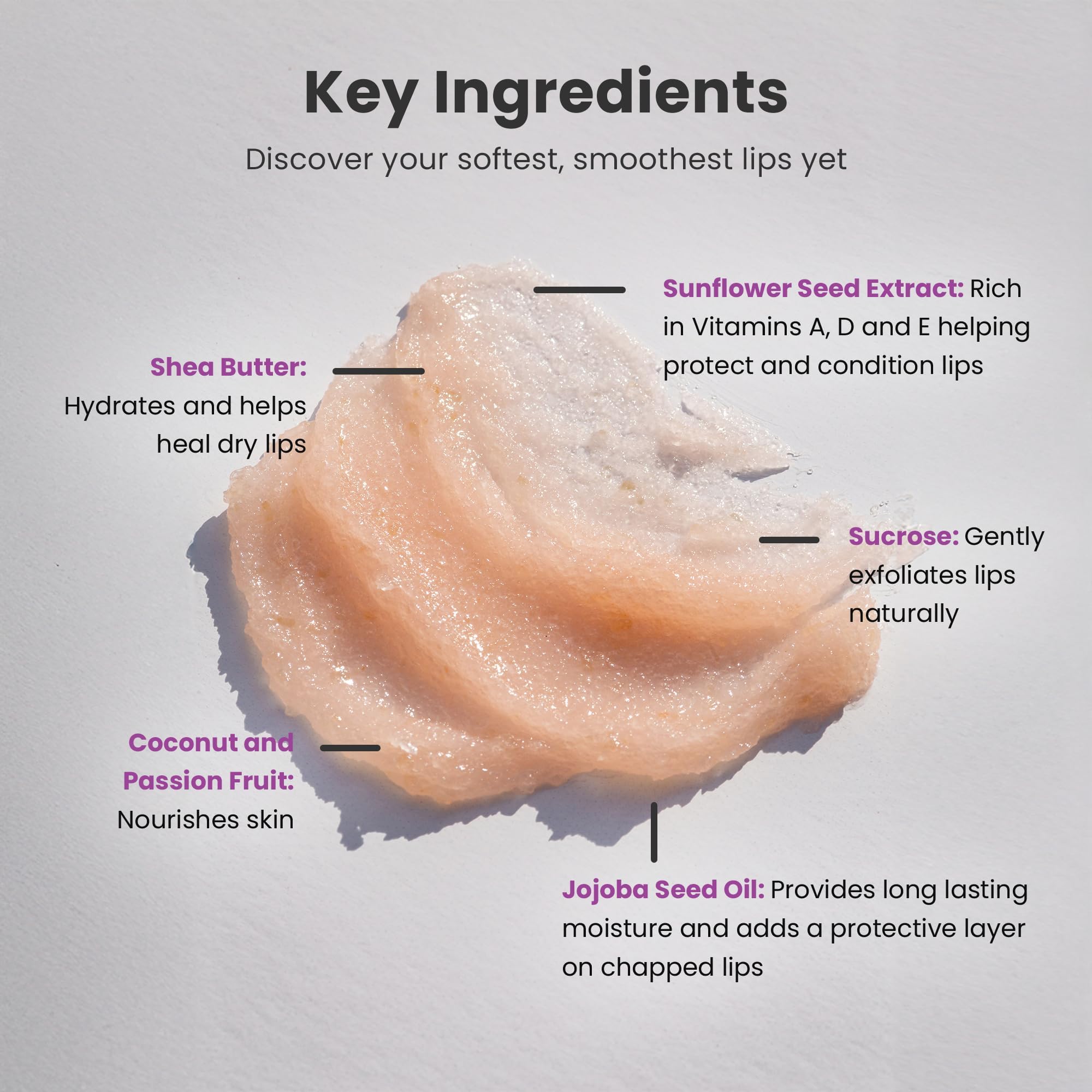 Dermasuri open jar revealing coconut passion fruit scrub texture and nourishing oils