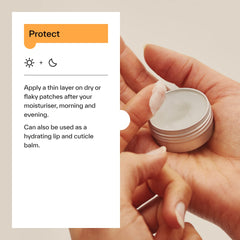 Dermatica balm on fingers being applied to skin offering targeted hydration
