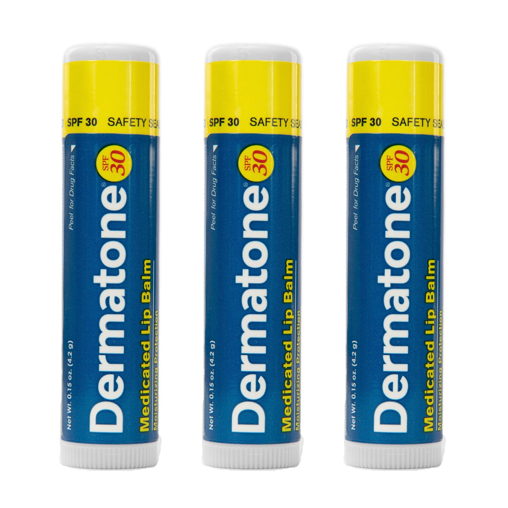 DERMATONE front packaging showing SPF 30 protection and medicated balm