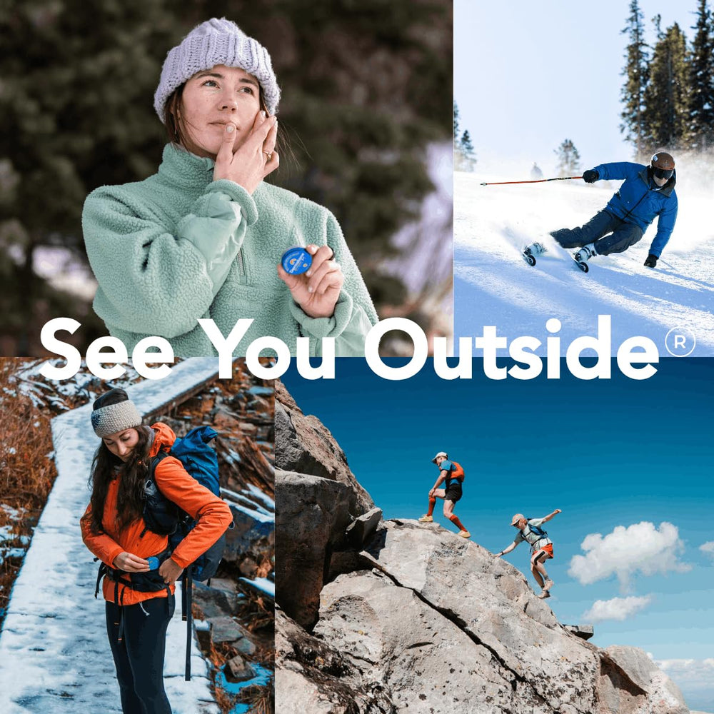 DERMATONE lifestyle on ski slope illustrating use during winter sports