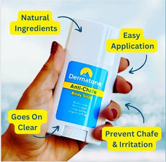 DERMATONE mini stick held in hand to show pocketable size and travel convenience