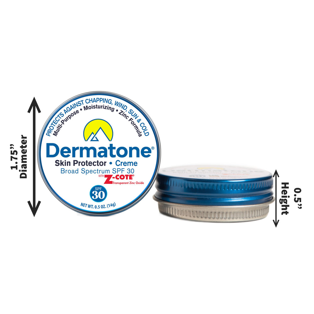 DERMATONE tin tucked in hiking gear for portable on-the-go protection