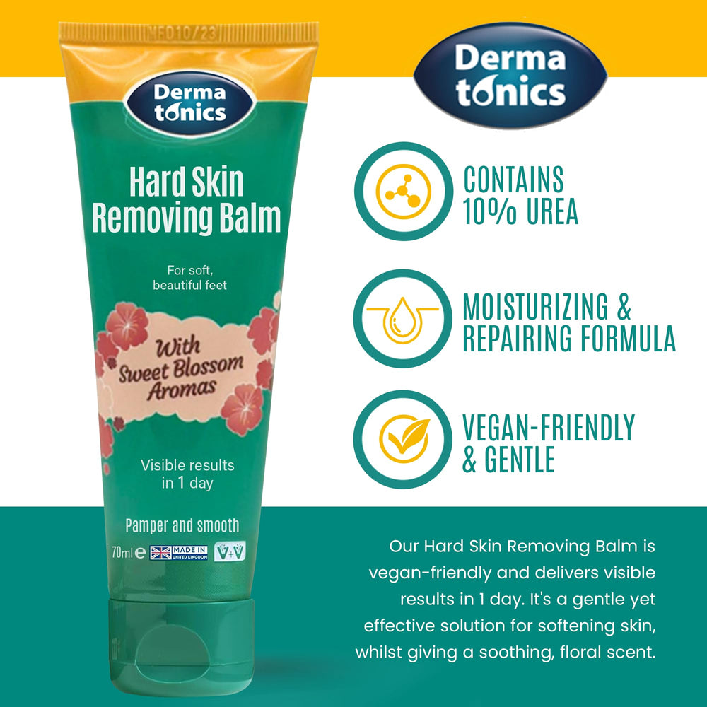 Dermatonics being applied to a heel, demonstrating targeted callus softening and moisturization