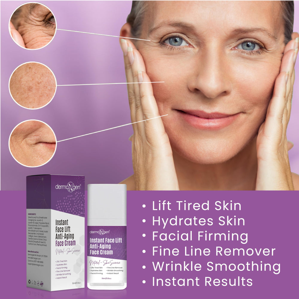 DERMAXGEN applying cream to neck demonstrating immediate contouring benefit