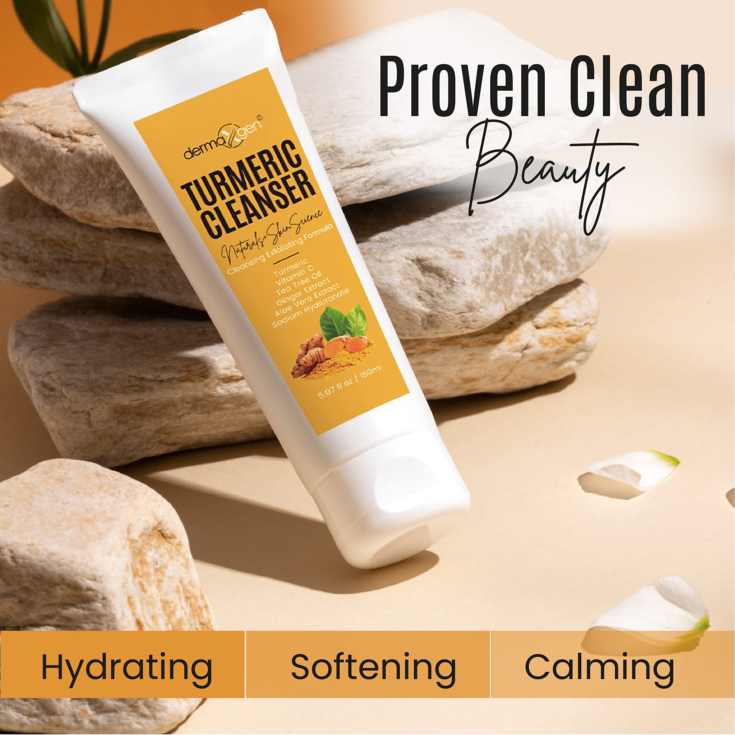 DERMAXGEN applying cleanser to wet face demonstrating gentle rinse