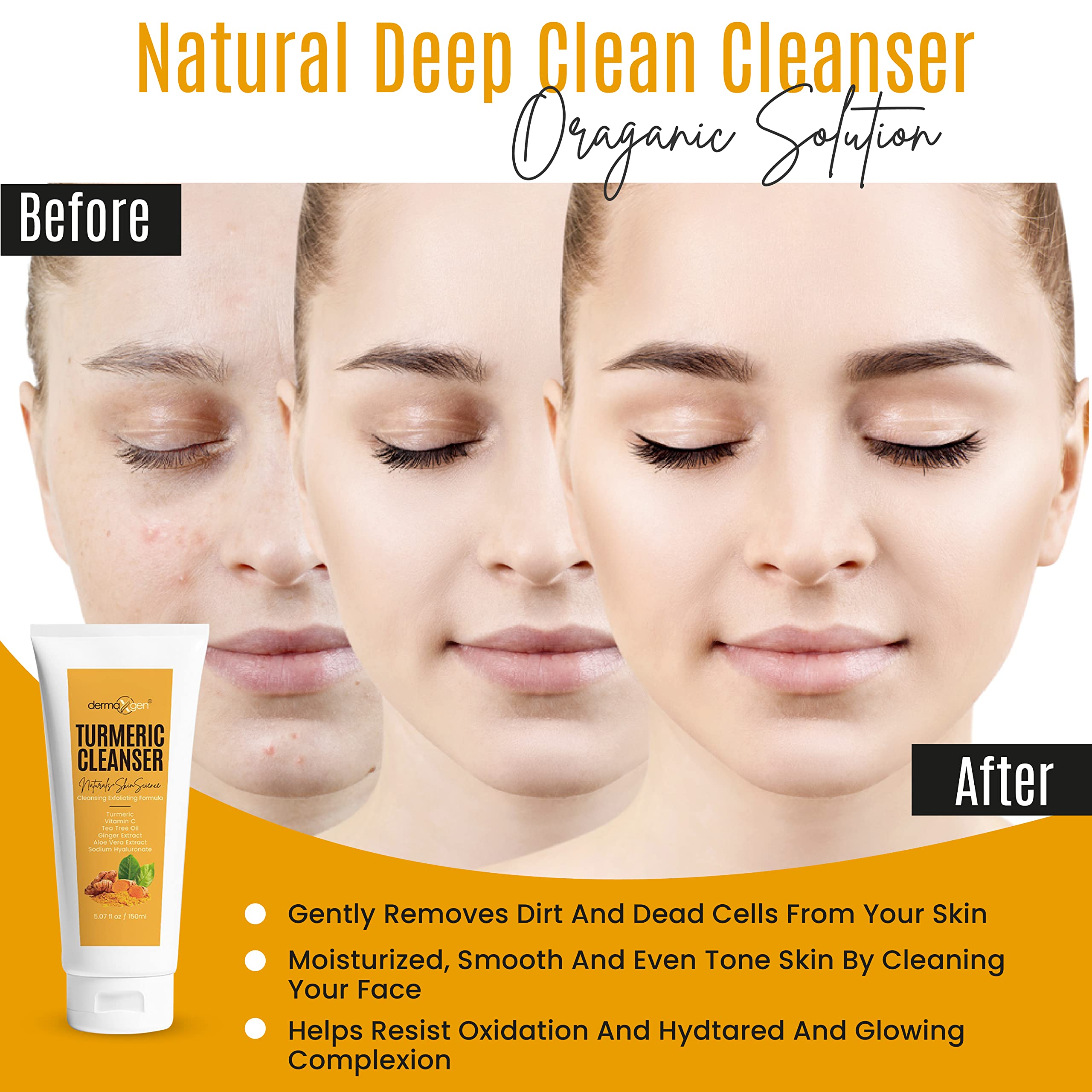 DERMAXGEN illustrative before and after texture improvement over time