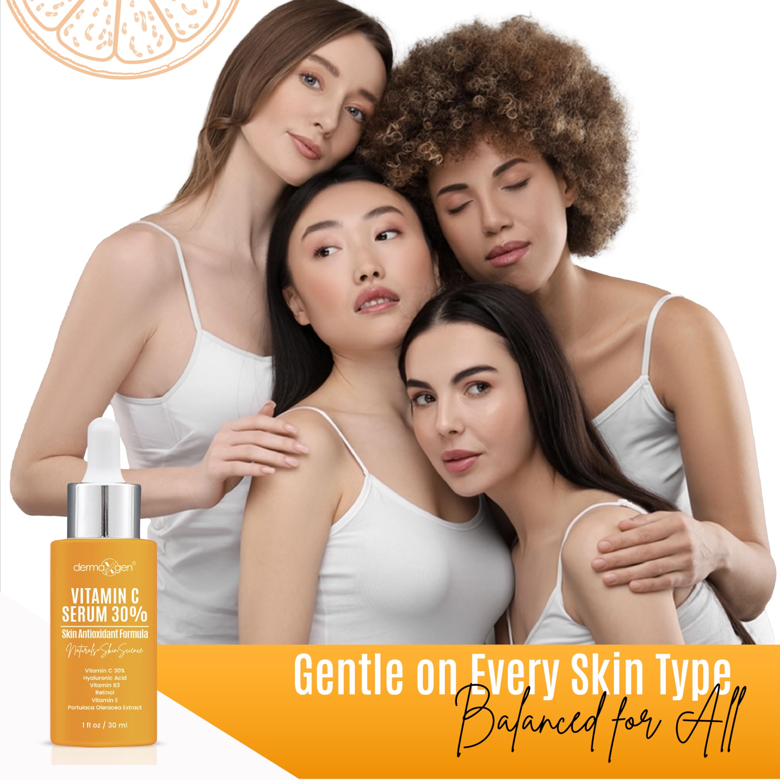 DERMAXGEN bottle with moisturizer and SPF, highlights compatibility with layers