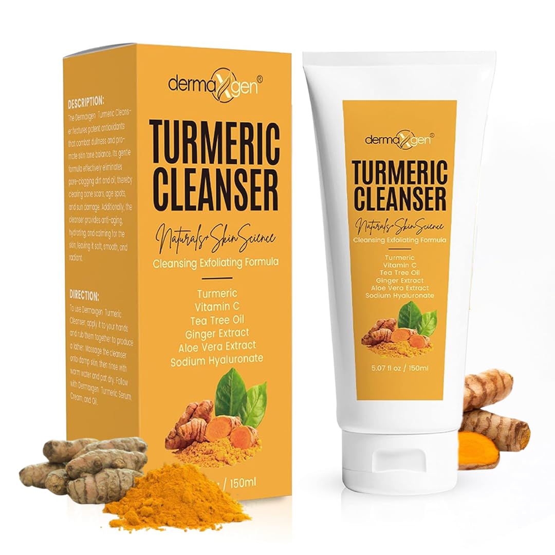 DERMAXGEN front packaging showing turmeric cleanser for clearer skin