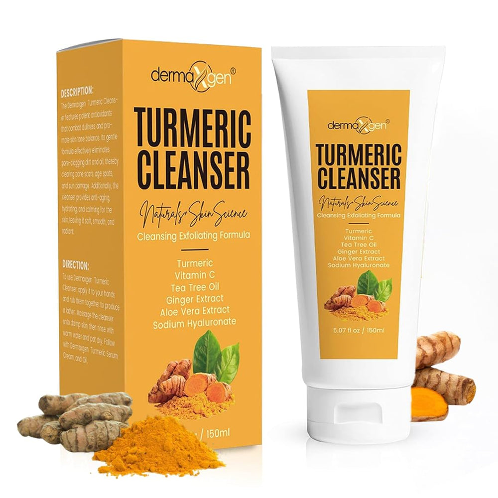 DERMAXGEN front packaging showing turmeric cleanser for clearer skin