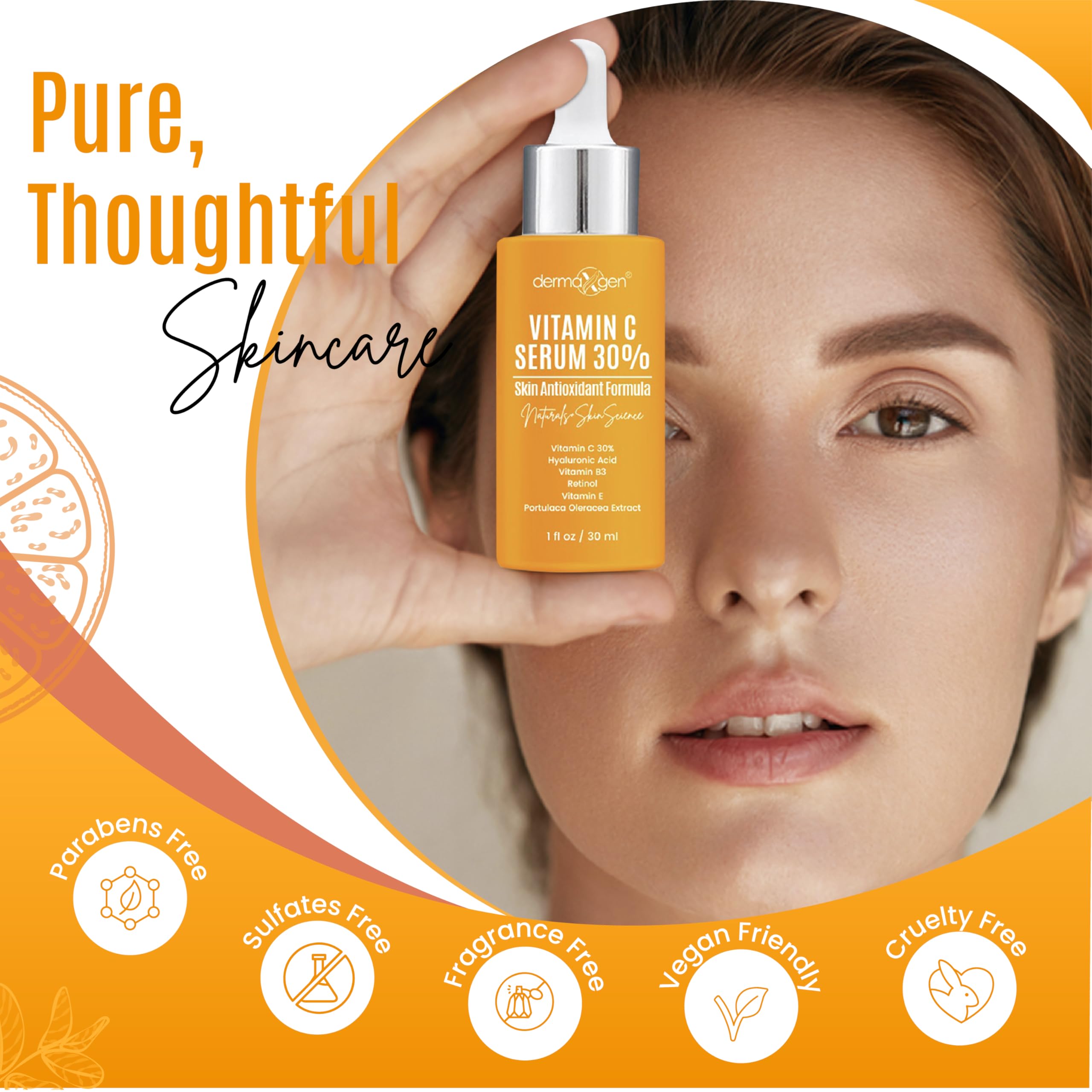 DERMAXGEN serum texture on hand, demonstrates lightweight fast-absorbing hydration