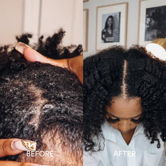 Dermazen before and after hair visual showing smoother, hydrated ends
