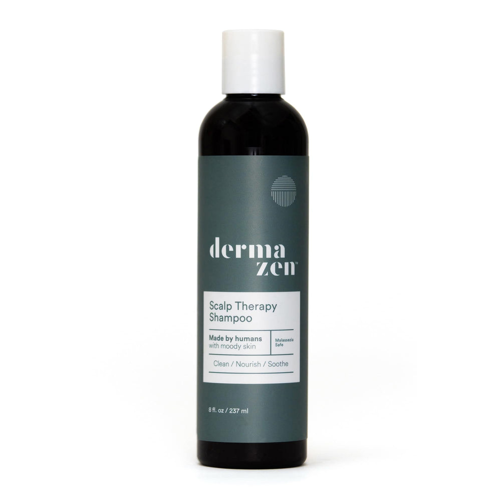 Dermazen front bottle view showing clean relief for flaky scalps and confidence
