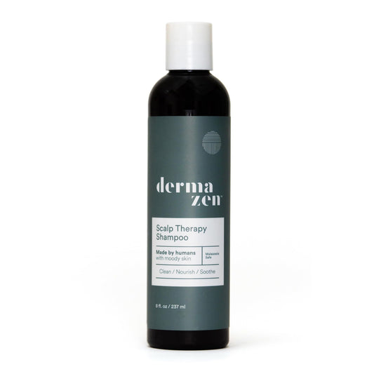 Dermazen front bottle view showing clean relief for flaky scalps and confidence