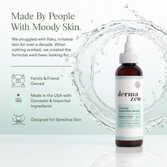 Dermazen serum used along beard and hairline to reduce visible flaking